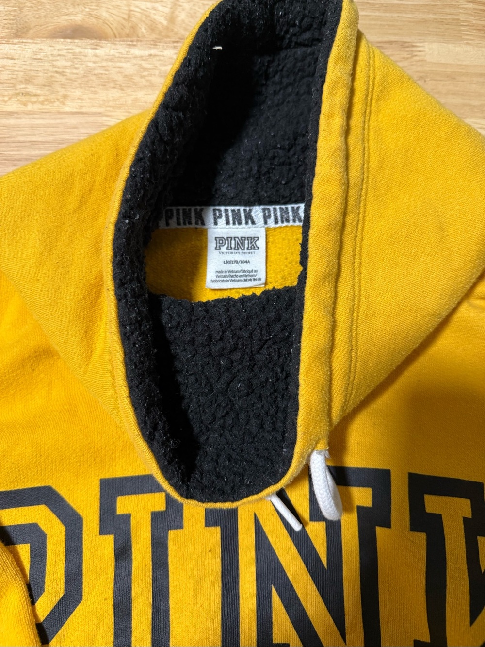 Victoria’s Secret PINK Women’s Large Yellow Cowl Neck Pullover Sweatshirt - Picture 3 of 4